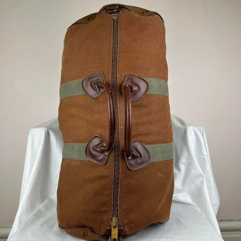 Vintage L.L. Bean Zipper Duffel Bag 80s Dark Brown